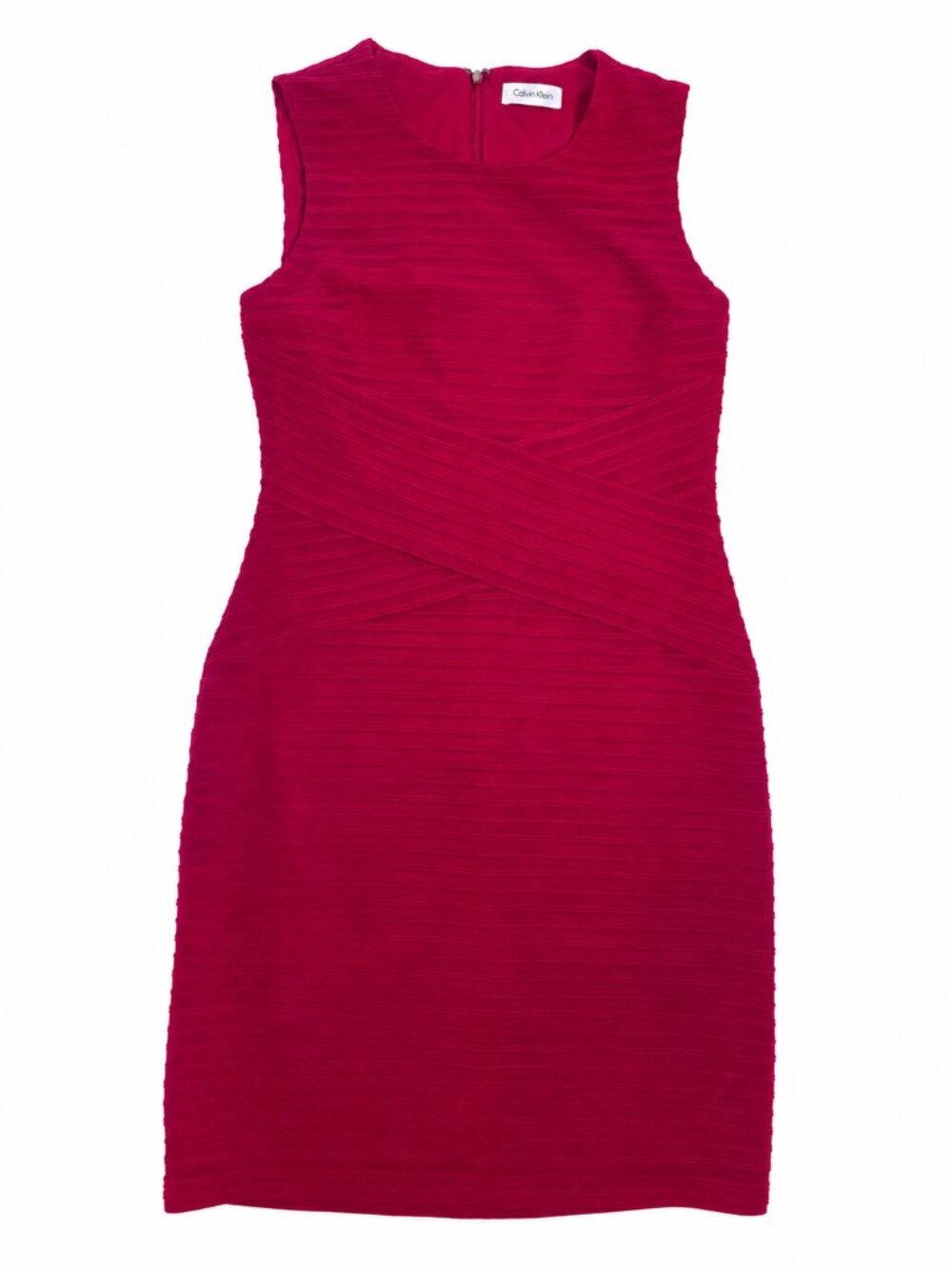 Calvin Klein Red Sleeveless Bandage Sheath Dress Size 4